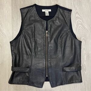 Innovation Sport Womens Vest With Tie Black 100% Leather Motorcycle Sz 8 Vintage